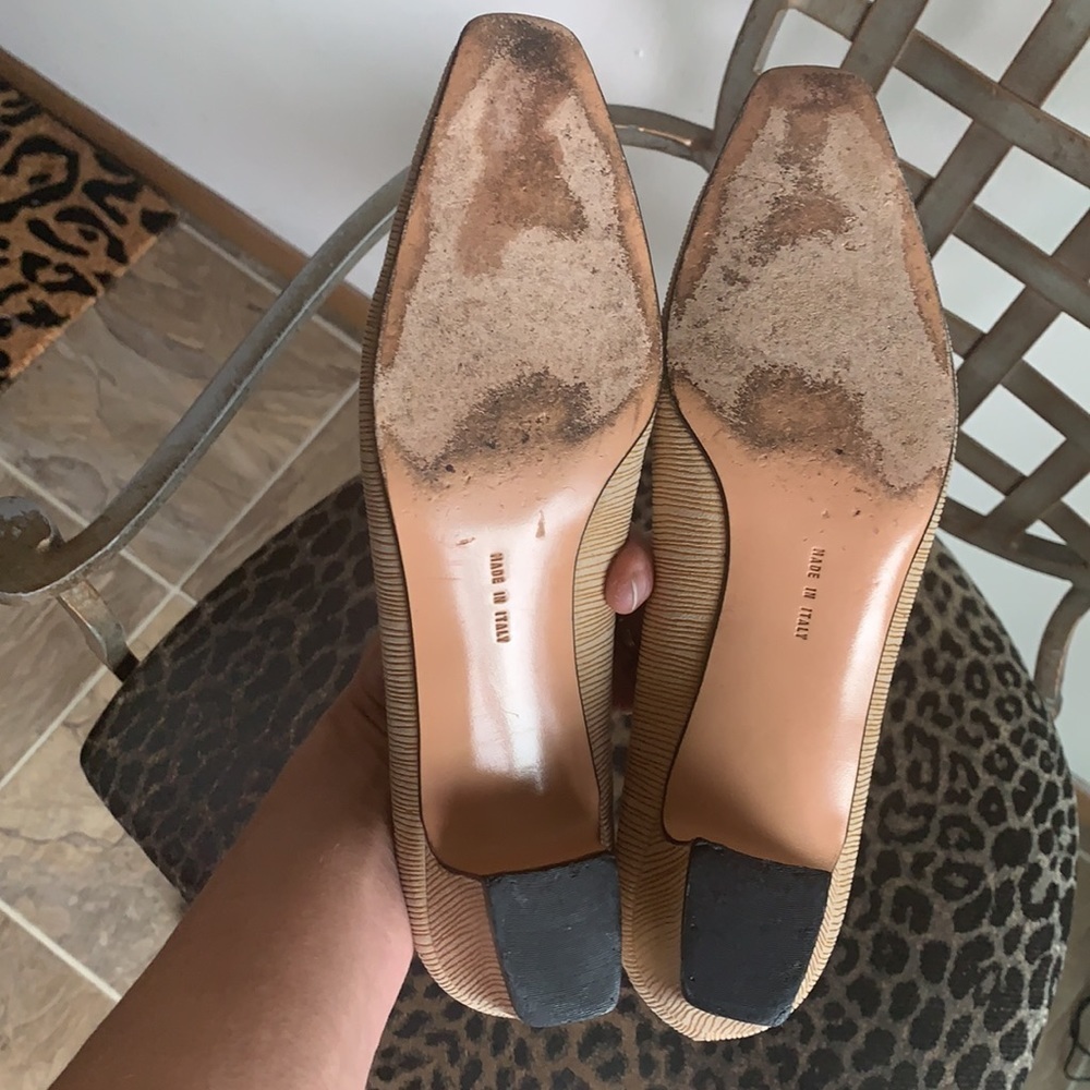 Salvatore Ferragamo Square Toe Stacked Block Heel Pumps Size 8.5 AA Width - Picture 11 of 13